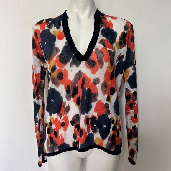 J Crew 100% Linen Floral abstract Sweater - Picture 3 of 8